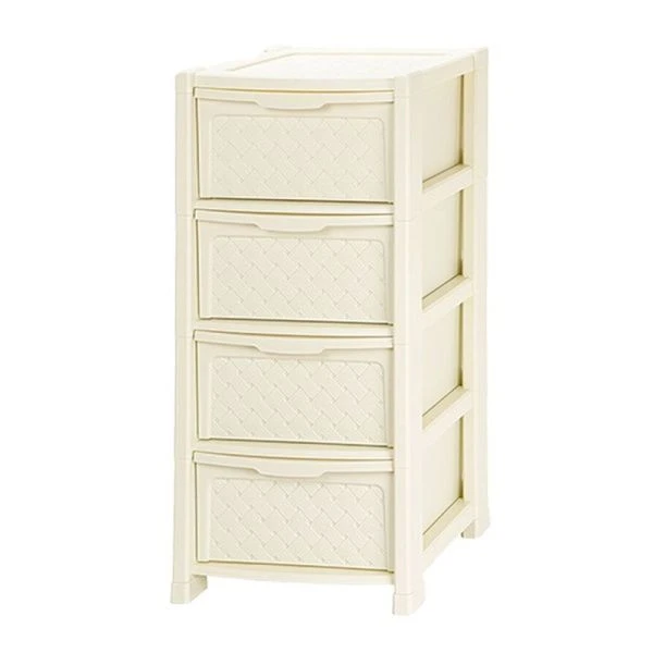 Комод 4-х секционный 39*39*82,5см пластик ВИОЛА слоновая кость