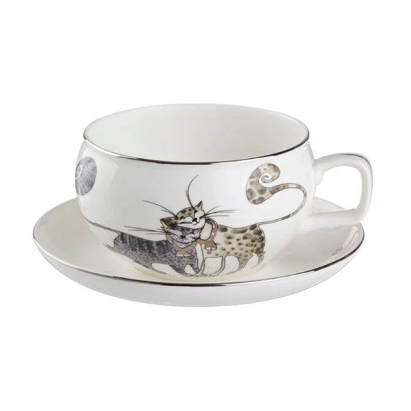 Чайный набор 2пр фарфор КОТИКИ на 1 персону 450мл (24)