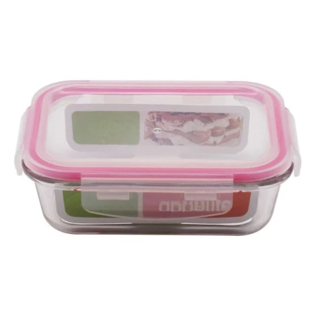 Контейнер пищевой 640мл стекло прямоугольный розовый SL640RF (12)