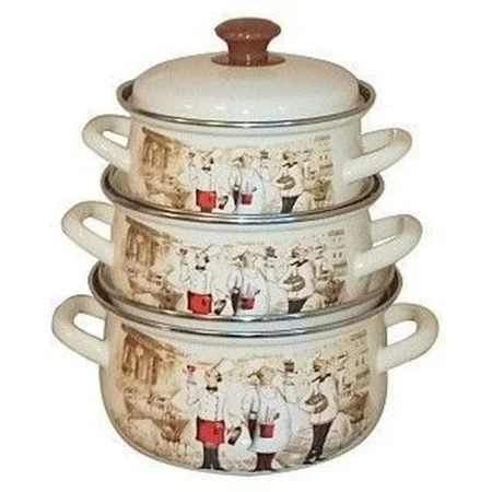 Набор кастрюль 3пр 1,5/2/3л эмаль СОМЕЛЬЕ-1 слон.кость сферический