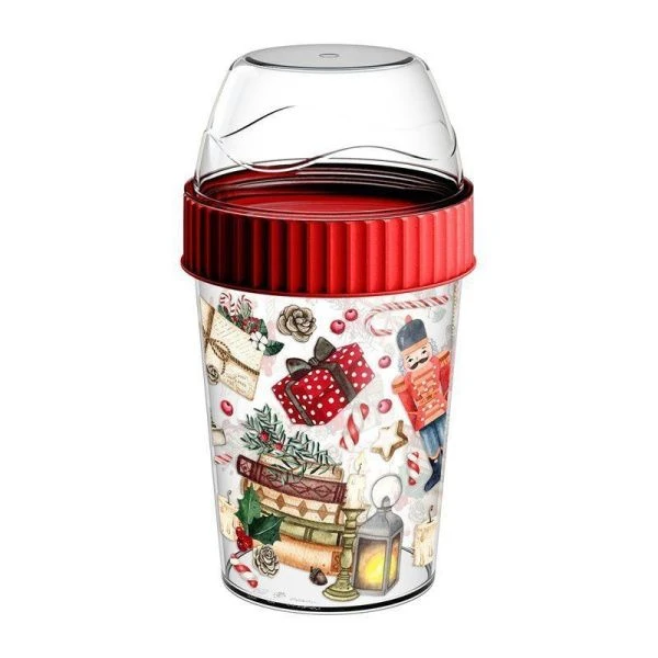 Контейнер для завтрака 440мл пластик ИГРУШКИ с декором красный (16) 223137306/03