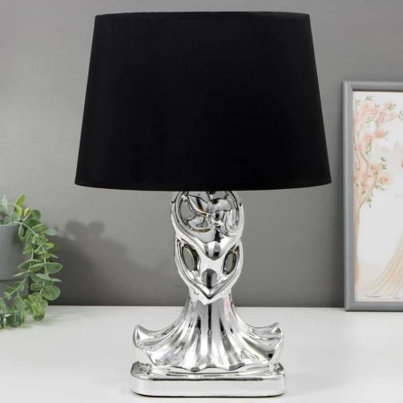Лампа настольная с абажуром хром 14,5*8,5*34,5см 16318/1