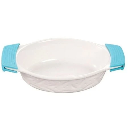 Форма для запекания фарфор 32см с силиконовыми ручками овальная (12/8)