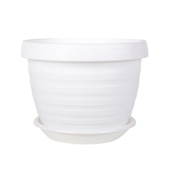 Горшок цветочный 3л d20см пластик ТОЛЕДО белый с поддоном (19)