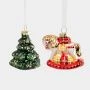 Игрушка новогодняя набор 2шт 7см стекло Елка/Лошадка New year ANLAF-NWR1947
