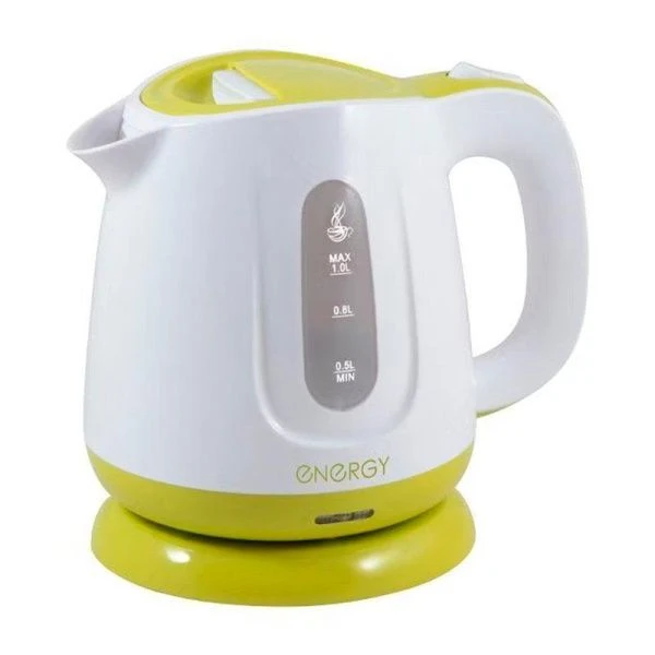 Чайник электрический 1л пластик 1100Вт ENERGY E-234 диск.нагр.эл-т, бело-зеленый (12)