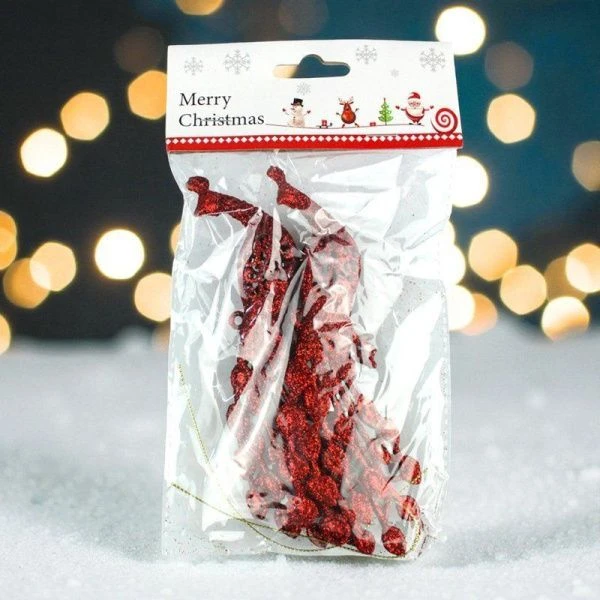 Игрушки новогодние на елку ЖАР-ПТИЦА набор 2шт 16*5см пластик красный OSHR20-390/JC-16536 (1200)