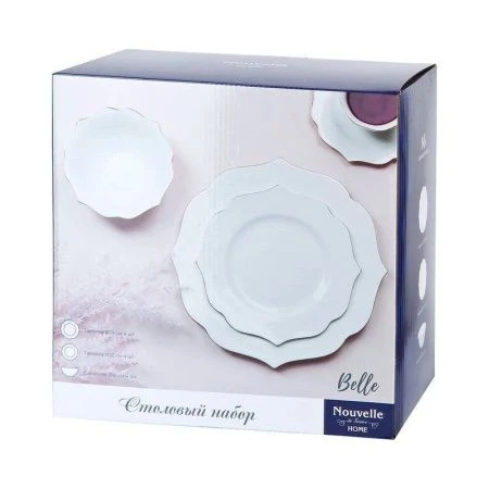 Столовый набор 12пр фарфор отводка золотом Belle подар.уп. (2)