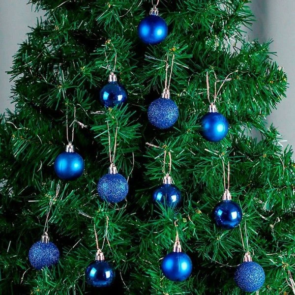 Новогоднее украшение. Набор синих елочных шаров 4 см 12 шт НУ-5358