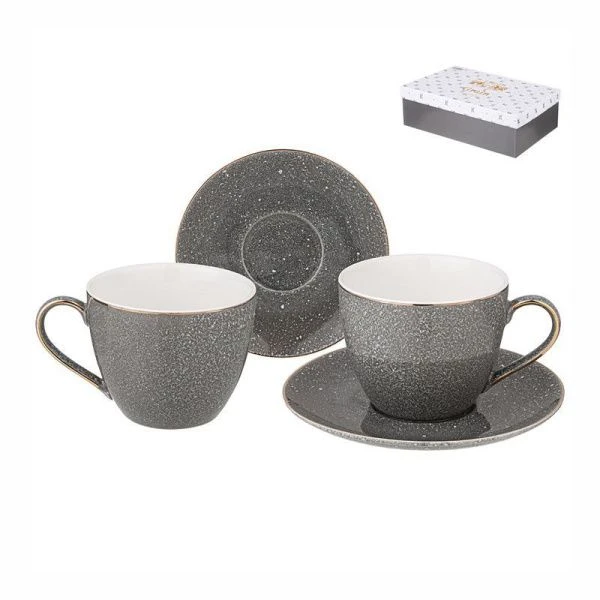 Чайный набор 4пр фарфор Grain Lefard  на 2 персоны 275мл серый (12)