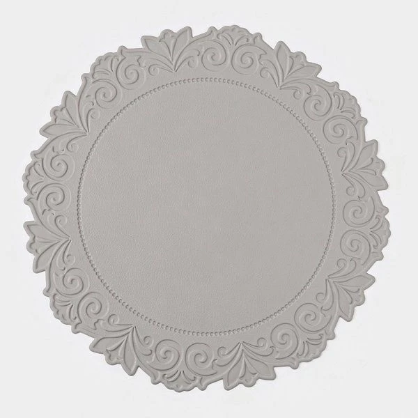 Салфетки сервировочные набор 2шт 38см ПВХ Экокожа серый (25)