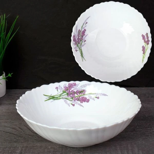 Тарелка глубокая 650мл 17,5см стеклокерамика БУКЕТ ЛАВАНДЫ суповая TW-70 (7131-2) (48)