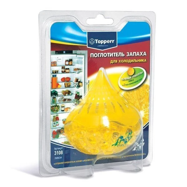 Поглотитель запаха для холодильника гелевый Лимон Topperr (10)