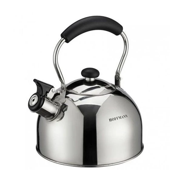 Чайник со свистком 2,3л нерж.сталь зеркальный, черная ручка (12)