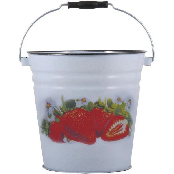Ведро 12л эмаль СОЧНАЯ КЛУБНИКА титановый рябчик без крышки С-1124/4рб (4)