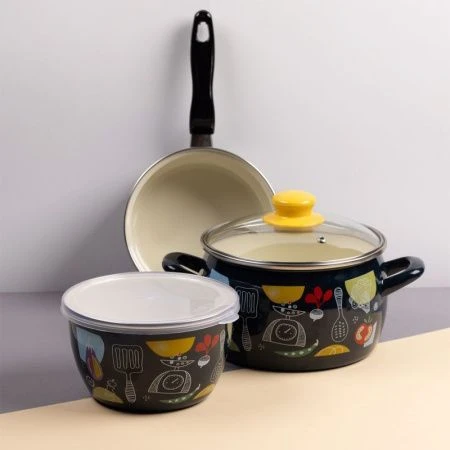 Кастрюля 7,5л эмаль АППЕТИТ со стекл.крышкой (8)