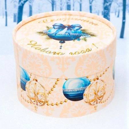 Коробка новогодняя подарочная картон h13 d8,5см 10525208 Коробка новогодняя подарочная картон h13 d8,5см 10525208