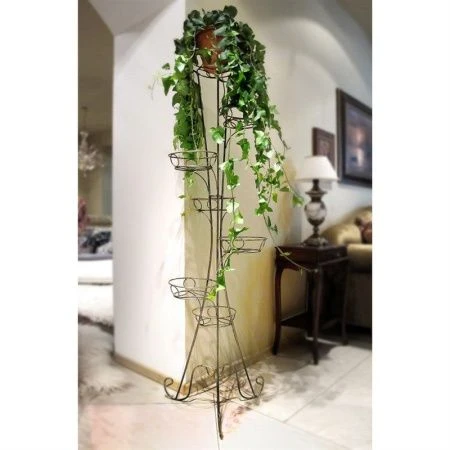 Стойка кованая на 7 цветков металл КЛАССИКА черная-золото 17-007 BG (1)