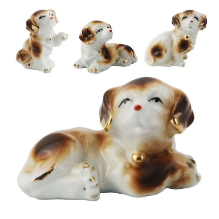 Фигурка Собака 6см фарфор коричневая, 4 вида F239D (576\4)