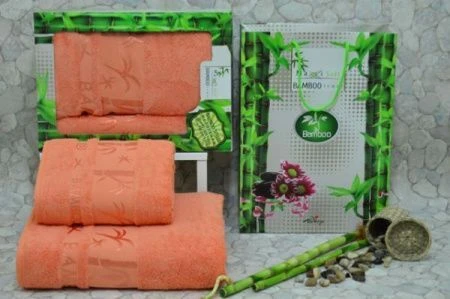 яяяНабор полотенец 2пр 50*90/70*140 бамбук MAXISOFT (Абрикосовый)