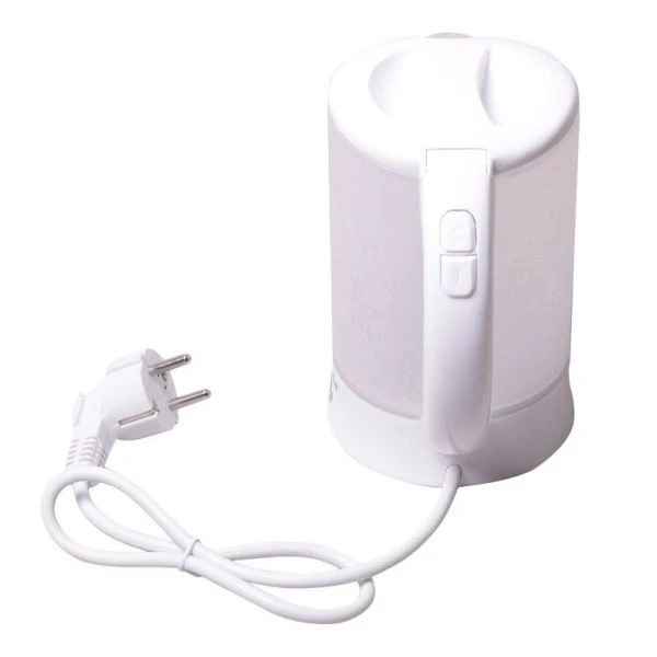 Чайник электрический 600мл пластик c 2 чашками и 2 ложками матовый белый, арт.1718A (24)