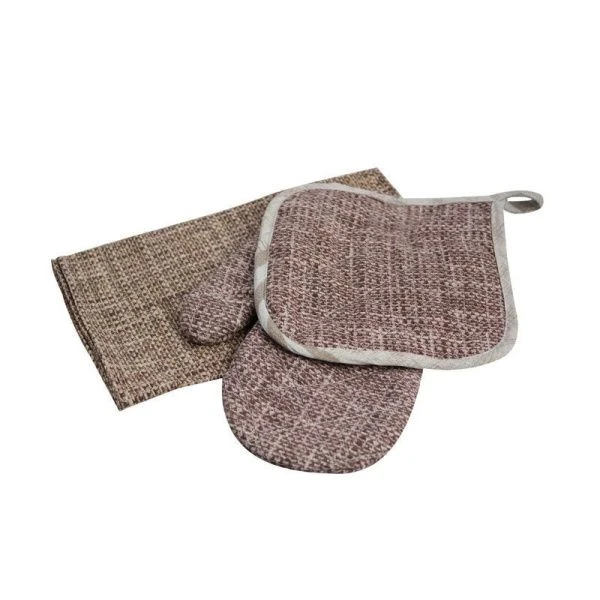 Кухонный набор 3пр (полотенце 45*60, прихватка, рукавица) рогожка САХАРА LeSonnet арт. 8 ВЫВОД
