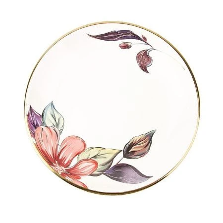 Тарелка мелкая 15*15*2см фарфор отводка золотом ОЛЕАНДР (36)