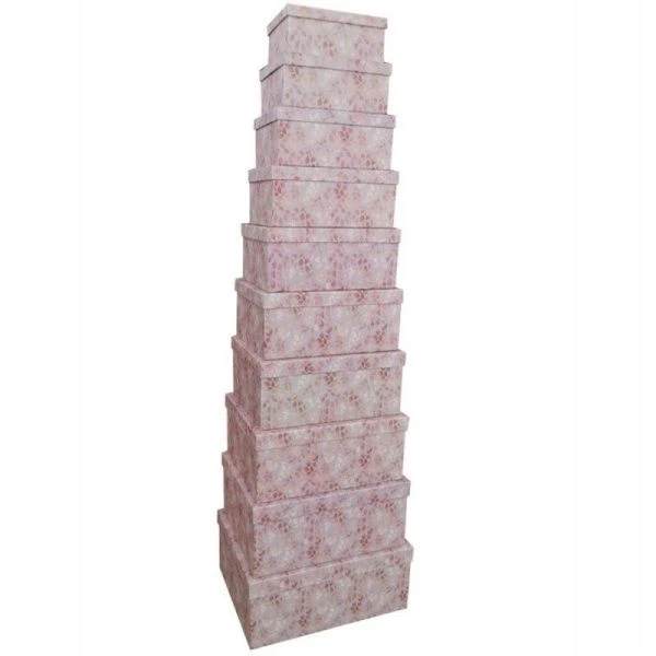 Набор коробок 10 в 1 Блестящие цветочки  19x13x75-375х29х16 см