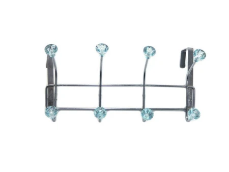 яяяВешалка на дверь 4 крючка 2-х уровневые с подвесом Хрусталик 15х30х11см (5мм) JC-1173 (60)