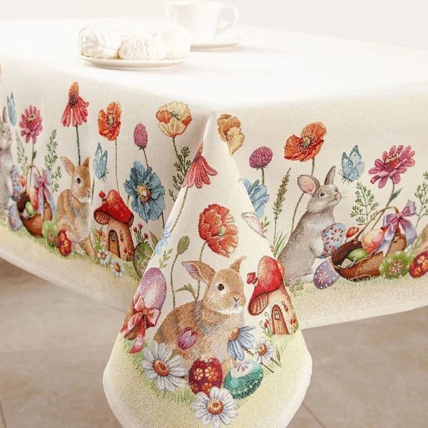 Скатерть пасхальная 140*240см гобелен ПЕРВОЦВЕТЫ 2352