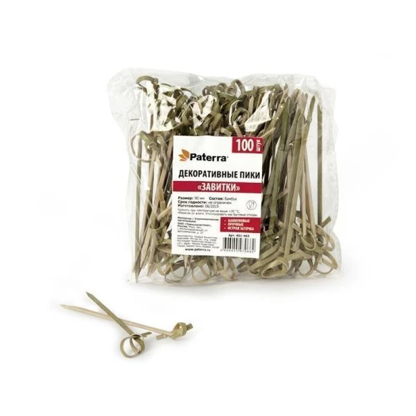 Шпажки для канапе 9см 100шт бамбук ЗАВИТОК PATERRA (24)