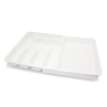 Лоток для столовых приборов раздвижной 330*295/515*60мм пластик белый/белый (10)