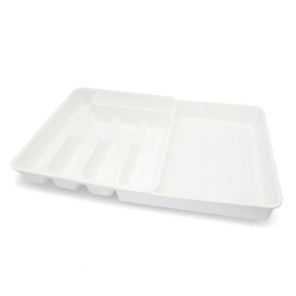 Лоток для столовых приборов раздвижной 330*295/515*60мм пластик белый/белый (10)