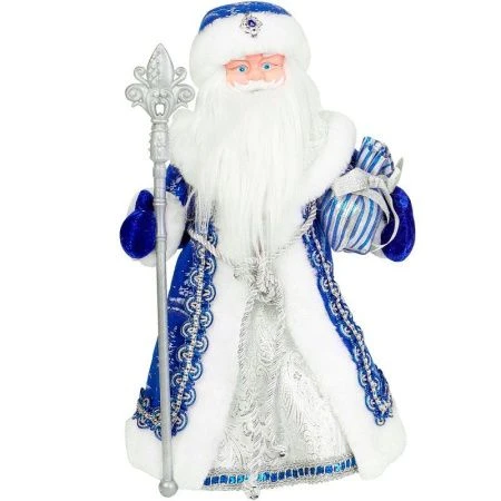 Дед Мороз в синей шубе, с мешком подарков, с мелодией, 40 см Т-6818