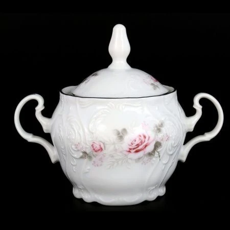 Сахарница 300мл фарфор БЕРНАДОТТ СЕРАЯ РОЗА платина 5СО301ZЕ5396021