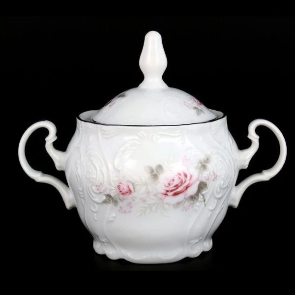 Сахарница 300мл фарфор БЕРНАДОТТ СЕРАЯ РОЗА платина 5СО301ZЕ5396021