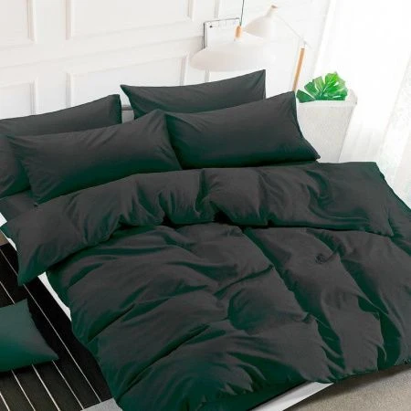 КПБ 2сп поплин с европростынью однотонный Престиж графит (пр.240*215, под.215*180, нав.70*70*2)