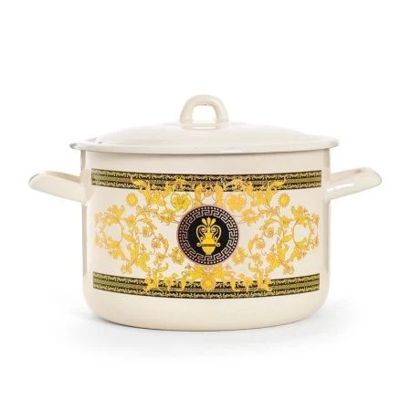 Кастрюля 4,3л эмаль ГРЕЧЕСКИЙ УЗОР цилиндрическая (4)