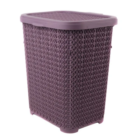 Корзина для стирального порошка 6л ВЯЗАНЫЙ УЗОР 220*190*260мм лиловый (24)