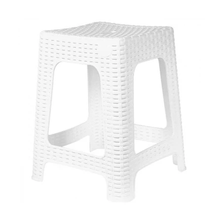 Табурет квадратный 36,3*36,3*44,8мм пластик Rattan белоснежный жасмин (5)
