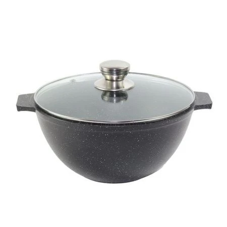 Казан для плова 5л алюминий АП Granit Perfection black со стекл.крышкой (4)