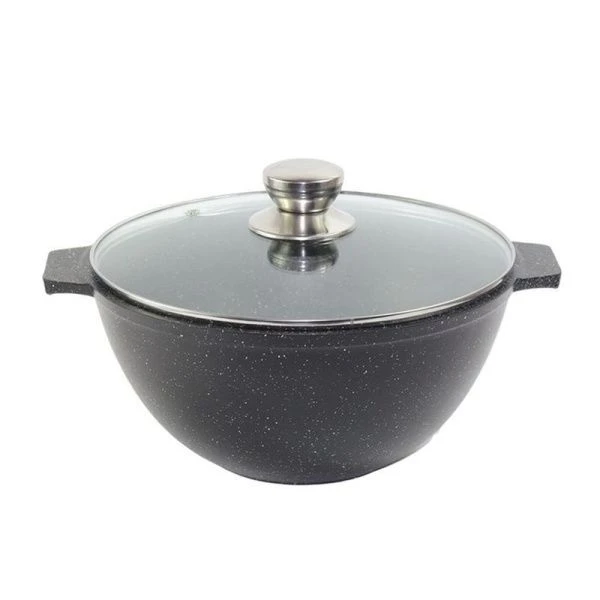 Казан для плова 5л алюминий АП Granit Perfection black со стекл.крышкой (4)