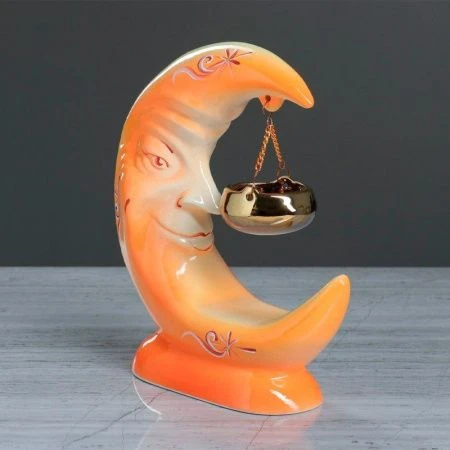 Аромалампа керамика 20см Месяц оранжевый