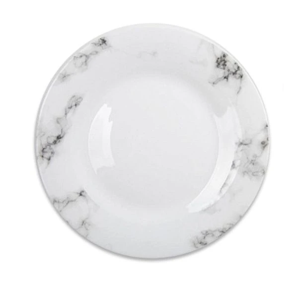 Тарелка мелкая 17,5см стеклокерамика белый мрамор плоская круглая (6/72)