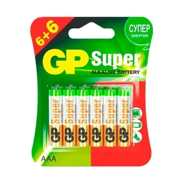 Батарейки набор 12шт. GP Super Alkaline LR03 24AETA21-2CRPAB12 (12/288)