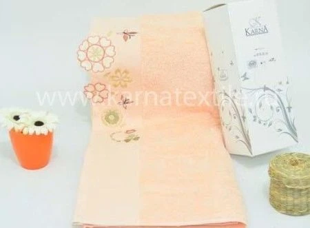 яяяПолотенце махровое 50*90см Karna FLORAL 1/1 (Темно-Абрикосовый)