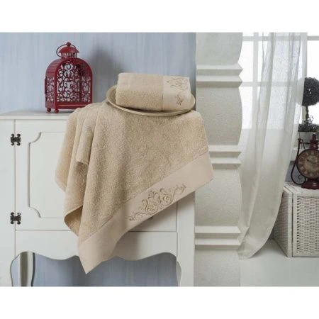 яяяНабор полотенец 2пр 50*90/70*140 махровые Karna VELSEN (Бежевый)