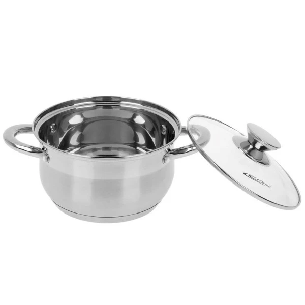 Кастрюля 3,5л нерж.сталь ДИАНА стекл.крышка d20см толщина стенок 0,5мм индукция KT-01-D-30 (4)