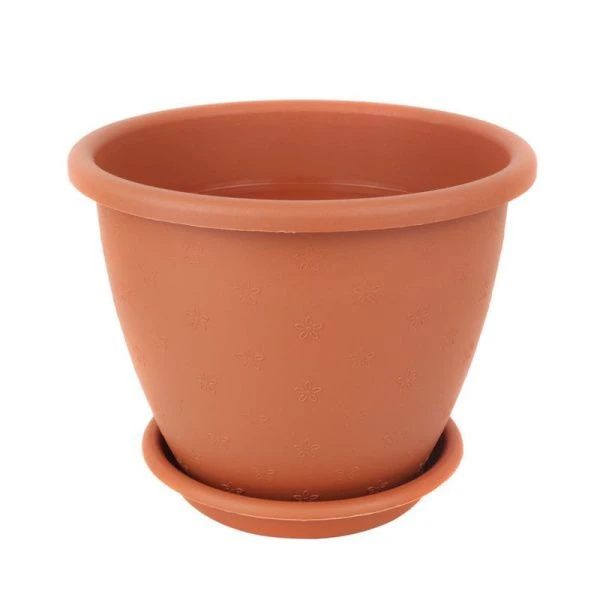 Кашпо 4л пластик РАДУГА №4 коричневый с поддоном (60)