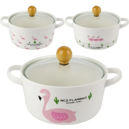 Бульонница с крышкой 14,5*8см керамика ФЛАМИНГО A-17045-PMW-ZLH (36)